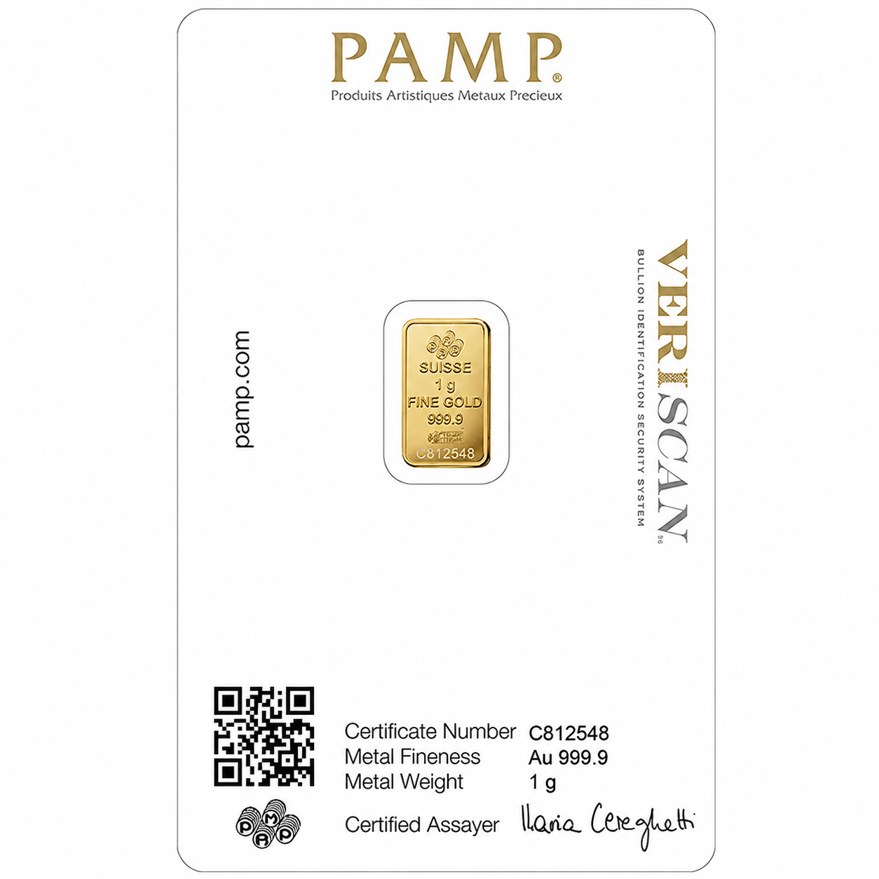 1 Gram PAMP Fortuna Veriscan Gold Bar - Image 2