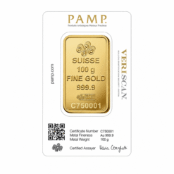 100 Gram PAMP Gold Bar Reverse Certicard