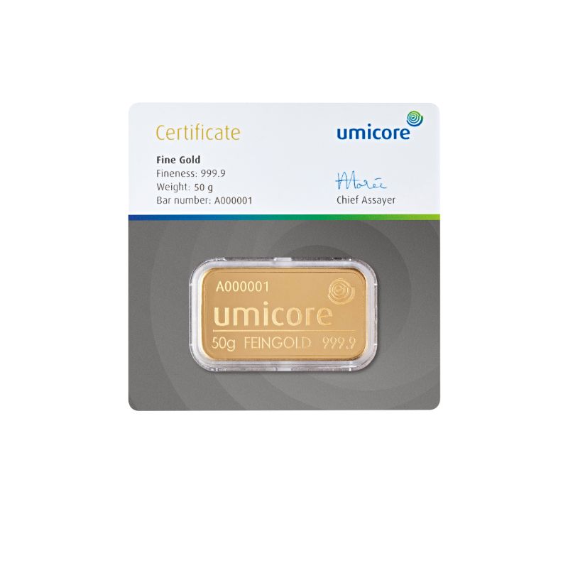 50 Gram Umicore Gold Bar 50g