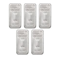 5 x Umicore 1 Kilo Silver Bars