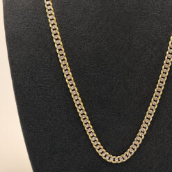 9ct Duo Tone Curb Chain 18 inch Mens Chain